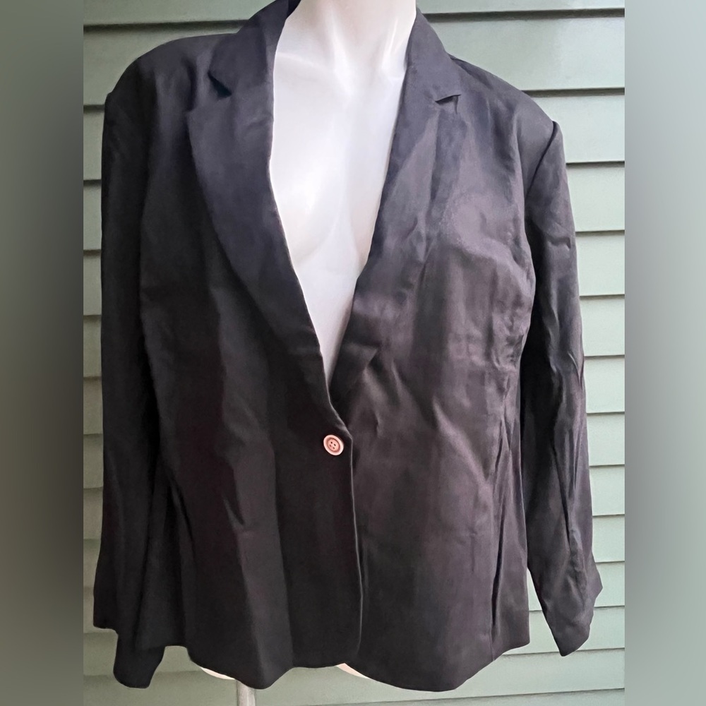 J. Jill Classic Linen Blend Black Blazer